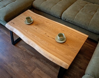 Coffee table Living room table Coffee table made-to-measure oak tree edge Swiss edge solid wood unique Industrial