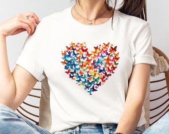 Butterfly Heart. Valentines Day Shirt. Heart With Butterflies. Cute Valentines Day Shirt. Gift for Her. Love Tee. Gift For Mom. Heart Tee.