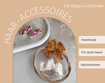 4er Set HaarAccessoire Haarspange, Haarschleife, Accessoires für Babys und Kinder, Haarklammer für zarte Haare, Haarschleife aus Spitze