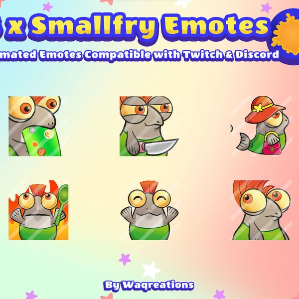 Lot de 6 émotes animées Smallfry pour Twitch et Discord