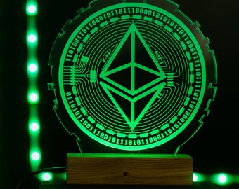 Lampe LED RGB Ethereum, Lampe LED décorative, Cadeau crypto-monnaie