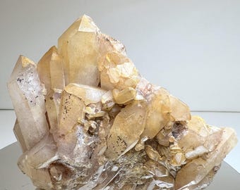 Quartz Cluster With Iron Staining From Madagascar- Crystal Healing, Home Decor, Statement Piece, Gift