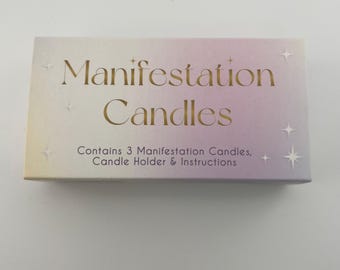 3 Manifestation Spell Candles in a Box- gift, ritual candles, home decor