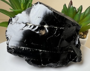 Rough, Glossy Black Obsidian- Crystal Healing, Home Décor, Meditation, Gift