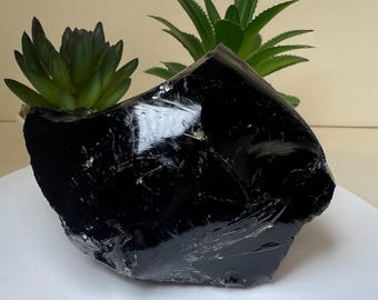Rough, Glossy Black Obsidian- Crystal Healing, Home Décor, Meditation, Gift