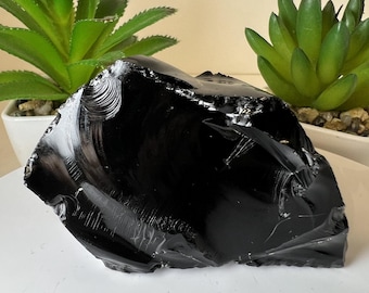 Rough, Glossy Black Obsidian- Crystal Healing, Home Décor, Meditation, Gift