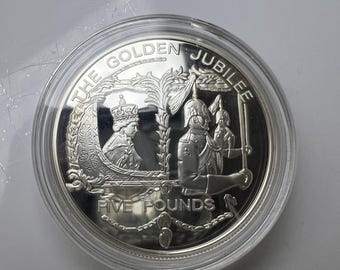 Queen Elizabeth II Golden Jubilee 2002 Guernsey 5 pounds Proof silver Coin