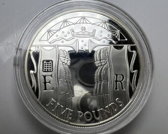 Queen Elizabeth II Golden Jubilee 2002 Alderney 5 pounds Proof silver Coin