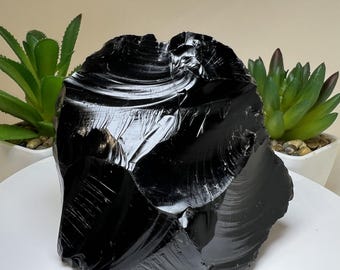 Rough, Glossy Black Obsidian- Crystal Healing, Home Décor, Meditation, Gift