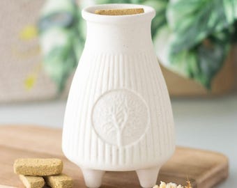Cream Ribbed Palo Santo Brick Burner- gift, home decor