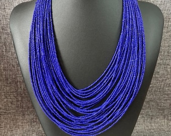 Beaded Statement Necklace, African Necklace, Gift for Her, Beaded Layered Necklace, Seed Bead Necklace, Christmas gift,birthday gift for her
