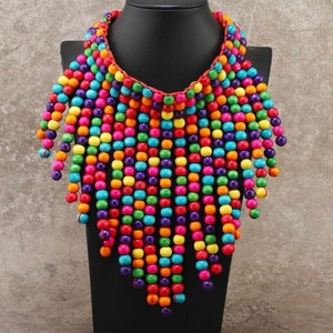 Beaded Statement Necklace, African Necklace, Gift for Her, Beaded Layered Necklace, Seed Bead Necklace, Christmas gift,birthday gift for her