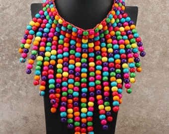 Beaded Statement Necklace, African Necklace, Gift for Her, Beaded Layered Necklace, Seed Bead Necklace, Christmas gift,birthday gift for her