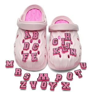 Pink Alphabet Shoe Charms, Number Shoe Charms, Letter shoe charms, Jibbitzs, Clog Charms,  Shoe Clips, Croc Charms, DIY Shoe Accesories