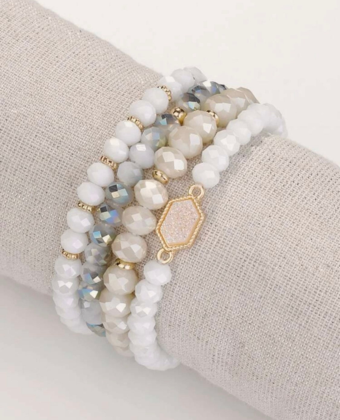 Beaded Stacked Bracelet Set, Handmade Beaded Stacked Bracelet Set