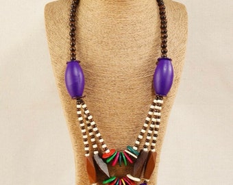 Beaded Statement Necklace, African Necklace, Gift for Her, Beaded Layered Necklace, Seed Bead Necklace, Christmas gift,birthday gift for her