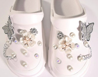 Bling Shoe Charms Set,  Luxury Shoe Charms, Butterfly Shoe Charms, Shoe Charms for Girls,  DIY Shoe Accessories,  Bride Shoe Charms