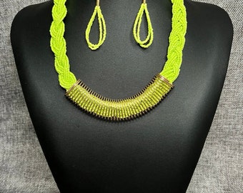 Beaded Statement Necklace, African Necklace, Gift for Her, Beaded Layered Necklace, Seed Bead Necklace, Christmas gift,birthday gift for her