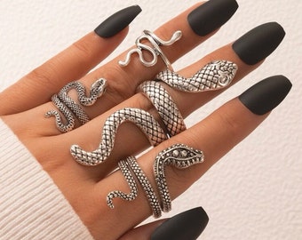 Snake Ring Set for Women Snake Jewelry, Wrap Ring, Snake rings for women, Reptile Ring, statement ring, goth jewelry, goth ring