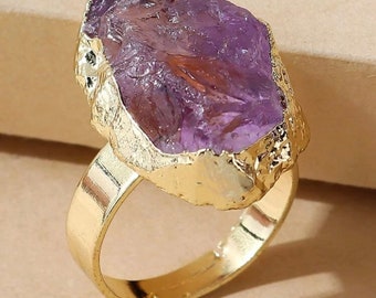 Gold Plated Statement Ring, Crystal Ring, Chunky Ring, Wide band Ring, Fashion Ring, Gift for her, Mother’s Day Gift, Stone Ring