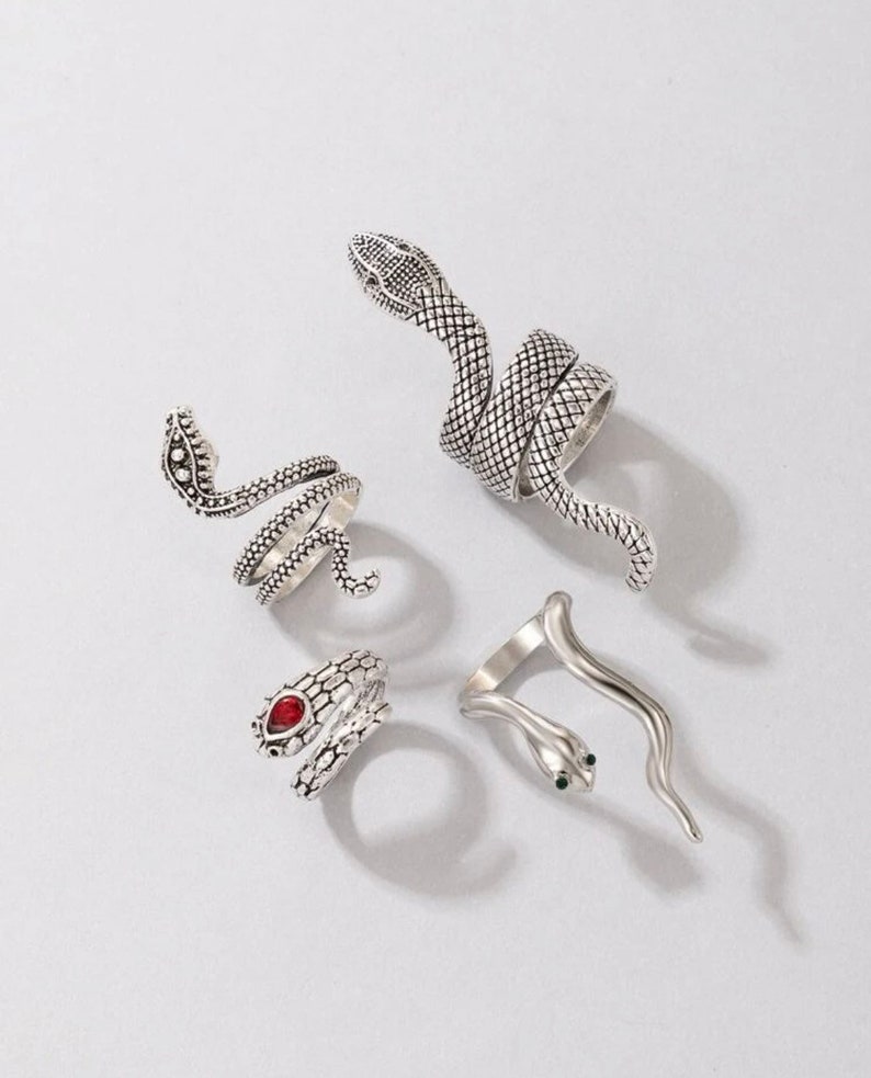 Snake Ring Set, Snake Jewelry, Wrap Ring, Snake Rings for Women, Gift ...