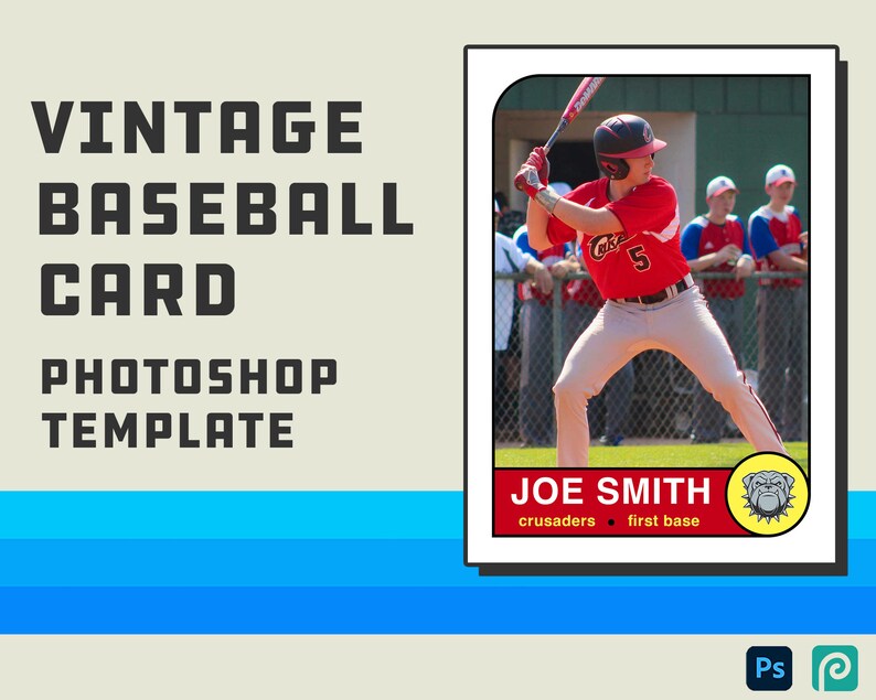 Editable Vintage Baseball Card Template Retro Vintage Style Etsy