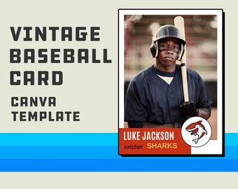 Retro 1950s Style Baseball and Sports Card Template for Canva | Fully Customizable and Editable