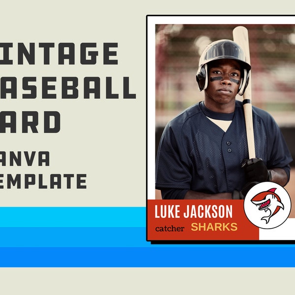 Retro 1950s Style Baseball and Sports Card Template for Canva | Fully Customizable and Editable