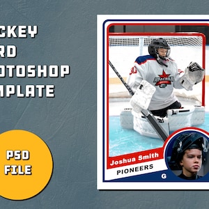 Modèle de carte de hockey de style rétro des années 1970 pour Photoshop
