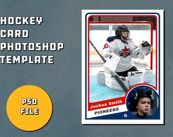 Retro 1970s Style Hockey Karten Vorlage für Photoshop