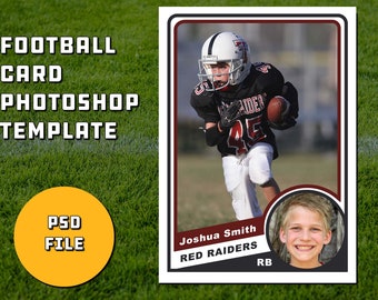 1980s Style Football Card Template for Photoshop | PSD File Instant Download