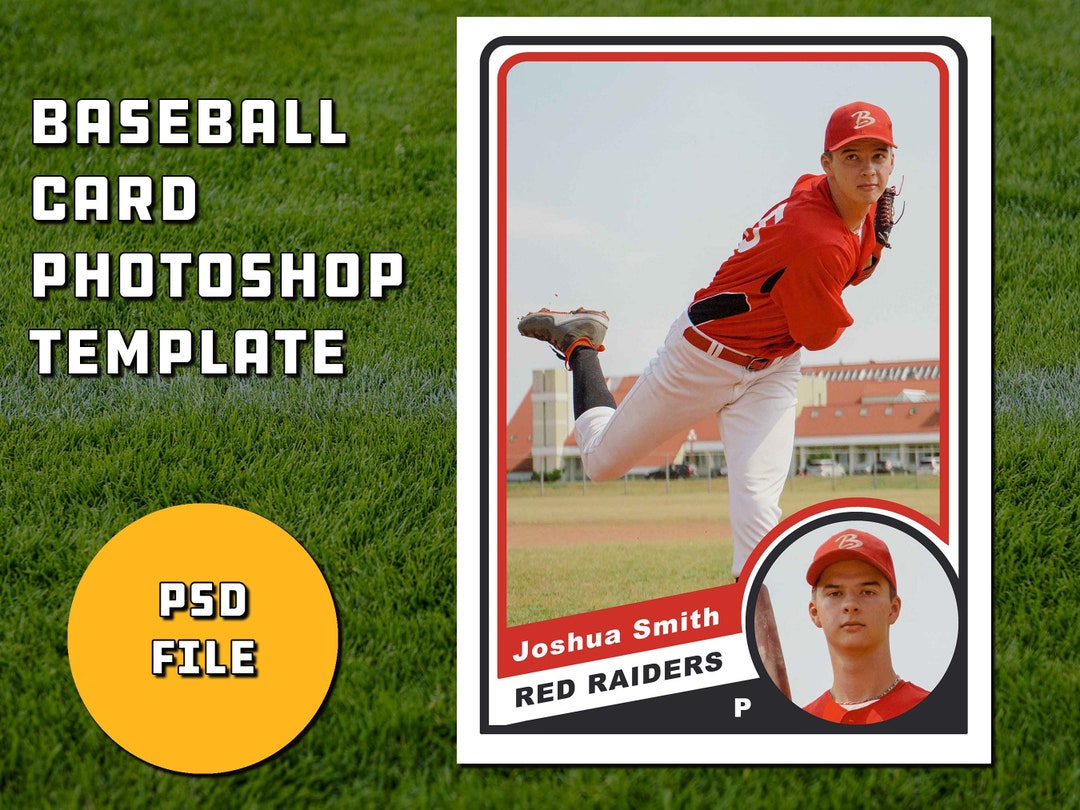 Retro 1970s Vintage Style Baseball Card Template for Psd