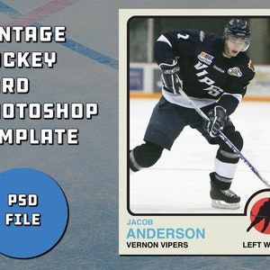 Modèle de carte de hockey de style rétro des années 1970 pour Photoshop