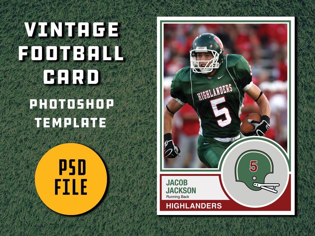 Retro 1980s Style Football Card Template for Photoshop - Etsy