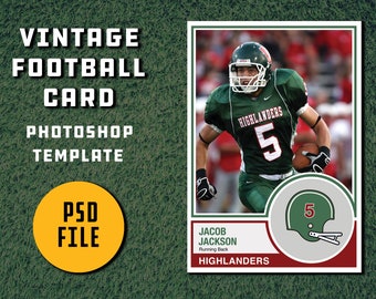 Retro 1980s Style Football Card Template for Photoshop