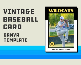 Retro 1980s Style Baseball and Sports Card Template for Canva | Fully Customizable and Editable