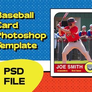 Modello modificabile di carta da baseball vintage / Modello personalizzabile Photoshop psd di carta da baseball in stile vintage retrò degli anni '60