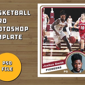 Modèle de carte de basket-ball de style vintage rétro des années 1980 pour Photoshop | Fichier psd pour téléchargement instantané