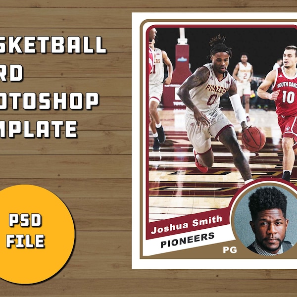 Retro 1980s Vintage Style Basketball Card Template for Photoshop | psd File for Instant Download