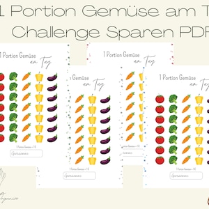 1 portion of vegetables a day & Saving Challenge Set of 4 for 4 weeks of healthier eating Fitness Diet change Vitamins