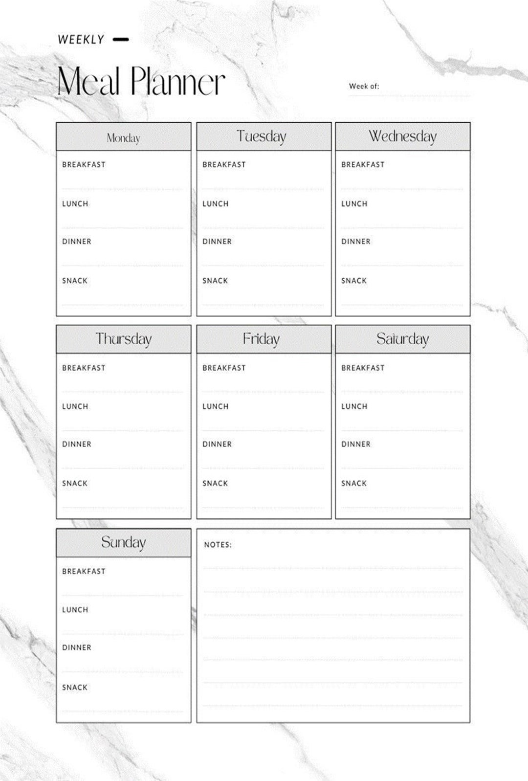 Printable - Weekly Meal Planner - Etsy