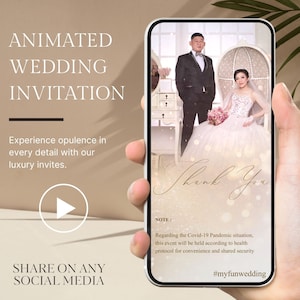 Multi-Page Luxury Rose Gold Wedding Video Invitation, Save The Date Animated Video Invitation, Video Evite, Wedding Card, Luxury Invitation
