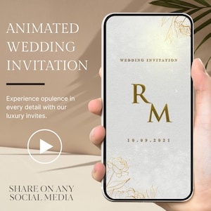 Mehrseitige rustikale Hochzeitsvideo-Einladung, elektronische Hochzeit oder Save The Date Animierte Video-Einladung, E-Invite für Smartphone