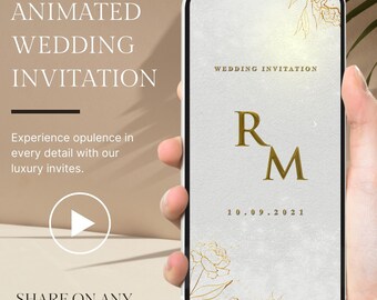 Rustik bröllopsinbjudan: Animerad e-inbjudan för smartphone (digital nedladdning)