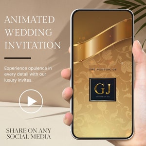 Multi-Page Luxury Gold Wedding Video Invitation, Save The Date Animated Video Invitation, Video Evite, Wedding Card, Luxury Invitation