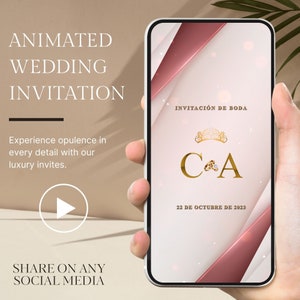 Mehrseitige Luqury Hochzeitsvideo Einladung, elektronische Hochzeit ODER Save The Date Animierte Videoeinladung, E-Invite für Smartphone