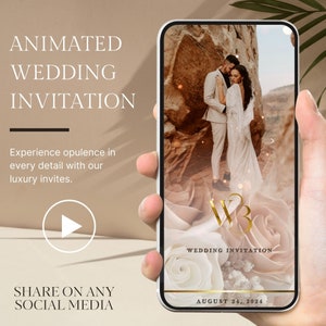 Multi-Page Luxury ROSE GOLD & CHAMPAGNE Wedding Video Invitation, Save The Date Animated Video Invitation, Video Evite,