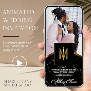 Multi-Page Luxury BLACK MAUVE Video Invitation, Save The Date Animated Video Invitation, Video Evite, Wedding Card, Luxury Invitation