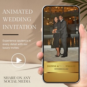 Mehrseitige LUXURY GOLD Hochzeits-Video-Einladung, Save The Date Animierte Video-Einladung, Video-Evite, Hochzeitskarte, Luxus-Einladung