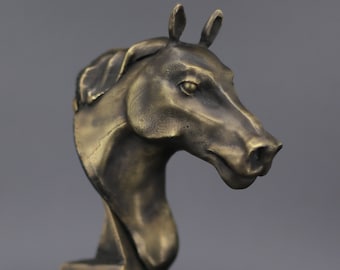 Handmade Bronze Horse Bust Sculpture | Wall or Desk Stallion Statue